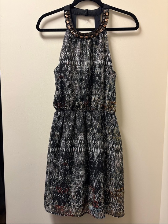 Maurices Dresses & Skirts - Maurices Black Snake-Print Halter Dress with Bronze Beaded Neckline Women’s Med
